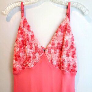 Wild Fable Women's Dress Maxi LG Spaghetti Straps Bodycon Y2K Pink Rosette Prom